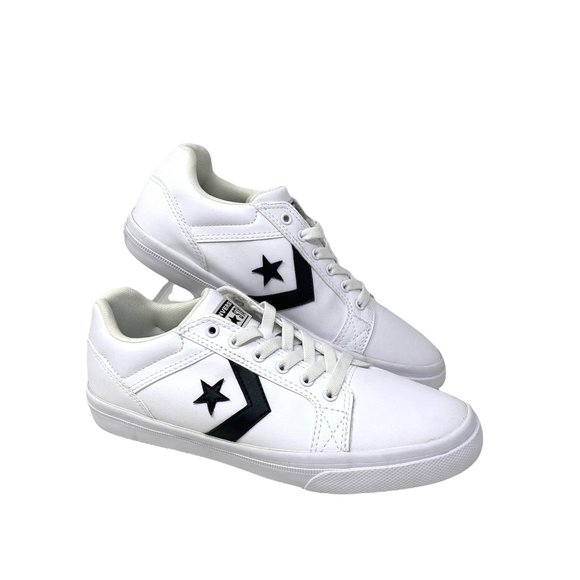 Converse Shoes - Converse Shoes Womens Size 669577C EL DISTRITO White Canvas Black Print Sneakers